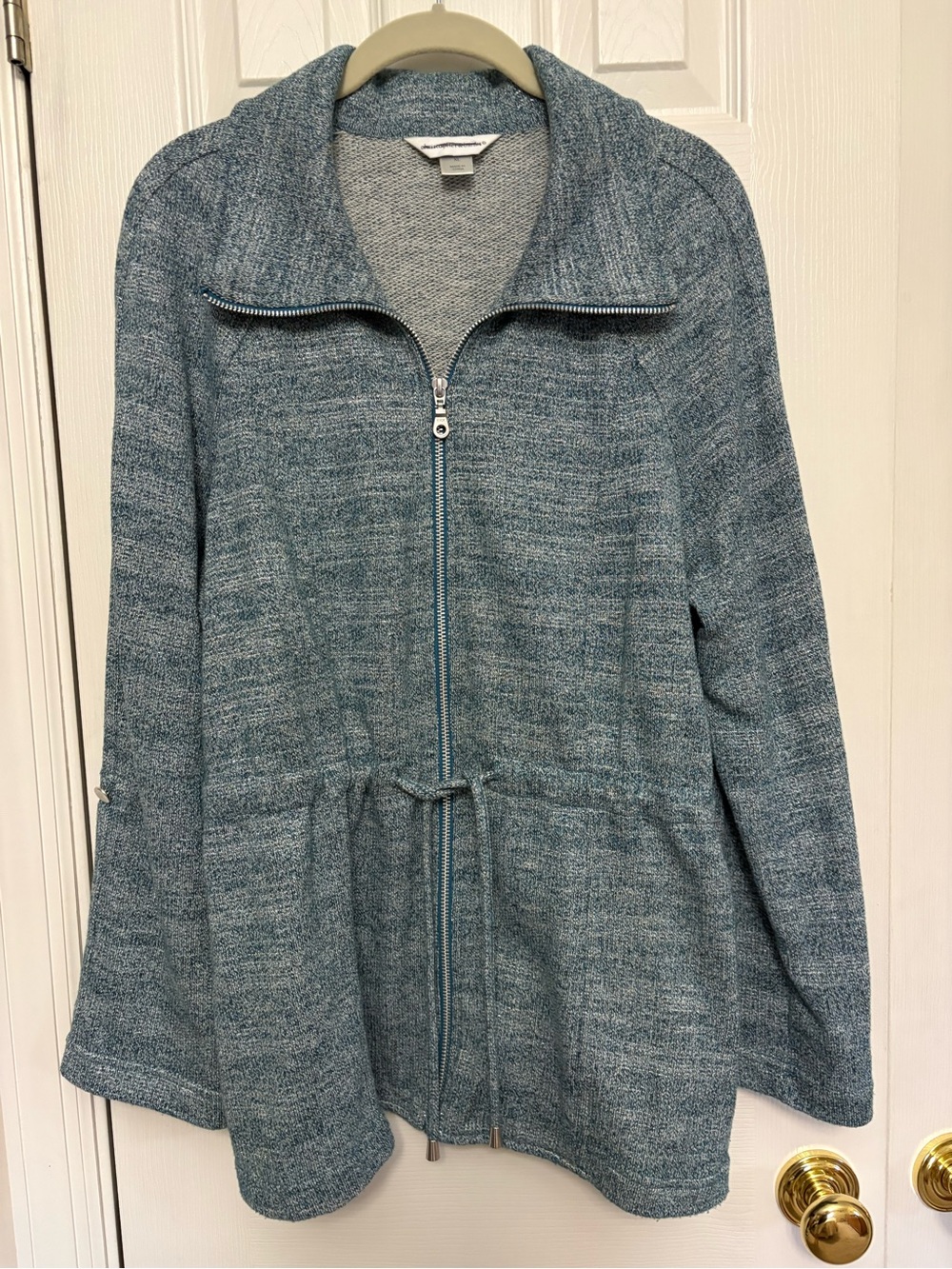 Christopher & Banks blue silver metallic sweater jacket